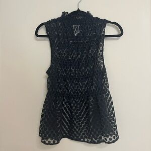 Anthropologie Black Sheer Polka Dot Blouse